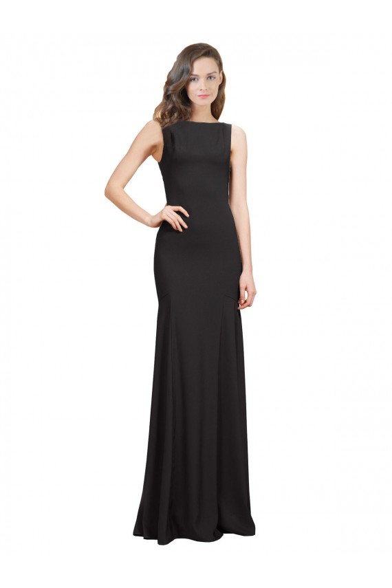 Sleeveless Bateau Neckline Crepe Bridesmaid Dress / Prom Dress with Twist Back