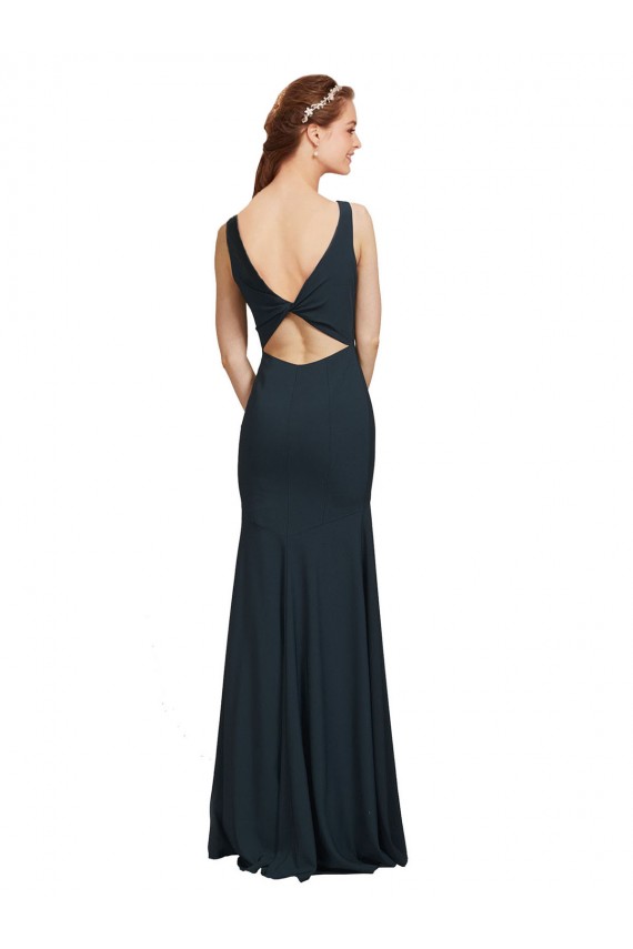 Sleeveless Bateau Neckline Crepe Bridesmaid Dress / Prom Dress with Twist Back