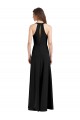 Sleek Halter V-Neck Long A-Line Stretch Formal Crepe Bridesmaid Dress / Prom Dress with Front Slit