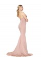 Sweep Train Sweetheart Long Mermaid Formal Crepe Bridesmaid Dress / Prom Dress Low Back