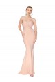 Sweetheart Shirred Neck Long Floor Length Formal Crepe Bridesmaid Dress / Prom Dress