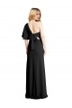 Pleated One Shoulder Flutter Sleeves Slim Formal Crepe Bridesmaid Dress / Prom Dress