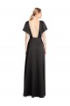 Cap Sleeves Open Back Long Formal Stretch Satin Bridesmaid Dress / Prom Dress