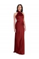 Backless Halter Long Formal Stretch Satin Bridesmaid Dress / Prom Dress