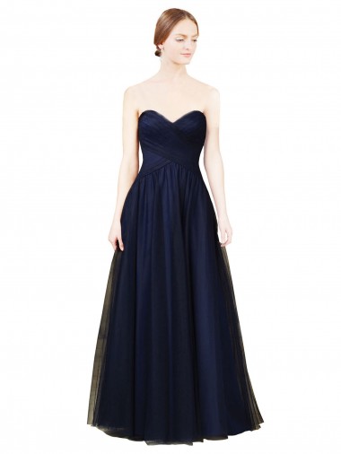 Shop Draped Bodice Sweeheart Long Tulle Bridesmaid Dress UK