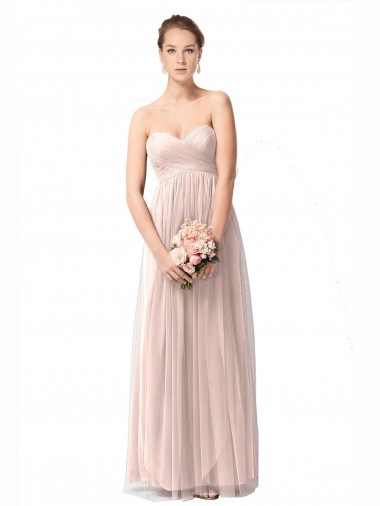 Shop Long Sweetheart Tulle Bridesmaid Dress with Shirred Criss Cross Bodice UK