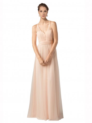 Shop Sweetheart A-Line Tulle Bridesmaid Dress with Shirred Bodice UK