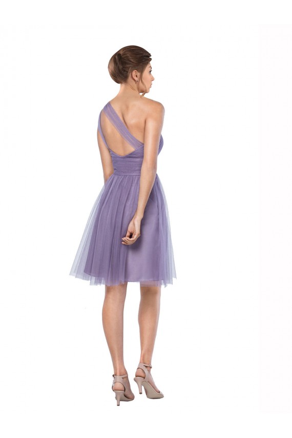 One Shoulder Short Knee Length Tulle Bridesmaid Dress