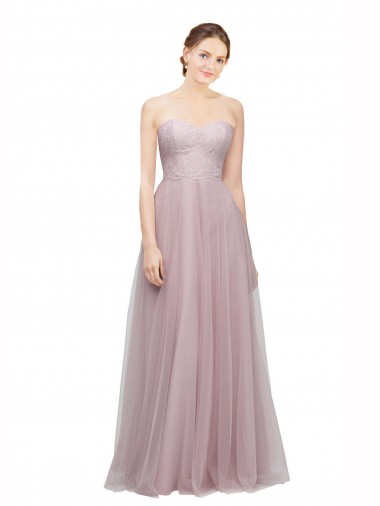 Shop Sweetheart Neckline Long Tulle Bridesmaid Dress with Lace Bodice UK