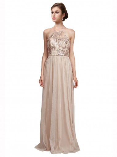 Shop Sweetheart Tulle Bridesmaid Dress with High Neck Illusion Bodice UK