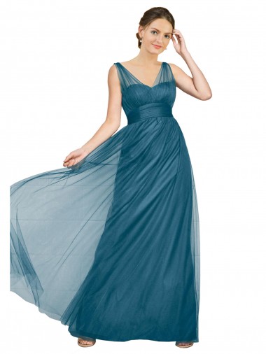Shop Long V-Neck Soft Tulle Bridesmaid Dress UK