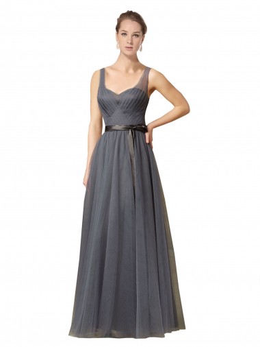 Shop Sweetheart Long Tulle Bridesmaid Dress with Sash UK