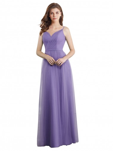 Shop Sweetheart Deep V-Back Tulle Bridesmaid Dress with Draped Bodice UK