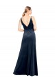 V-Back Long Velvet Bridesmaid Dress / Prom Dress with Notched V-Neck and Spaghetti Straps
