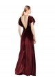 Flutter Sleeves Open Back Long Velvet Bridesmaid Dress / Prom Dress