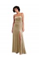 Square Neck Formal Velvet Maxi Bridesmaid Dress / Prom Dress with Front Slit
