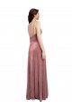 Low Scoop Back Long V-Neck Formal Velvet Slip Bridesmaid Dress / Prom Dress