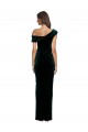 Long Asymmetric Neckline Ruched Formal Velvet Bridesmaid Dress / Prom Dress